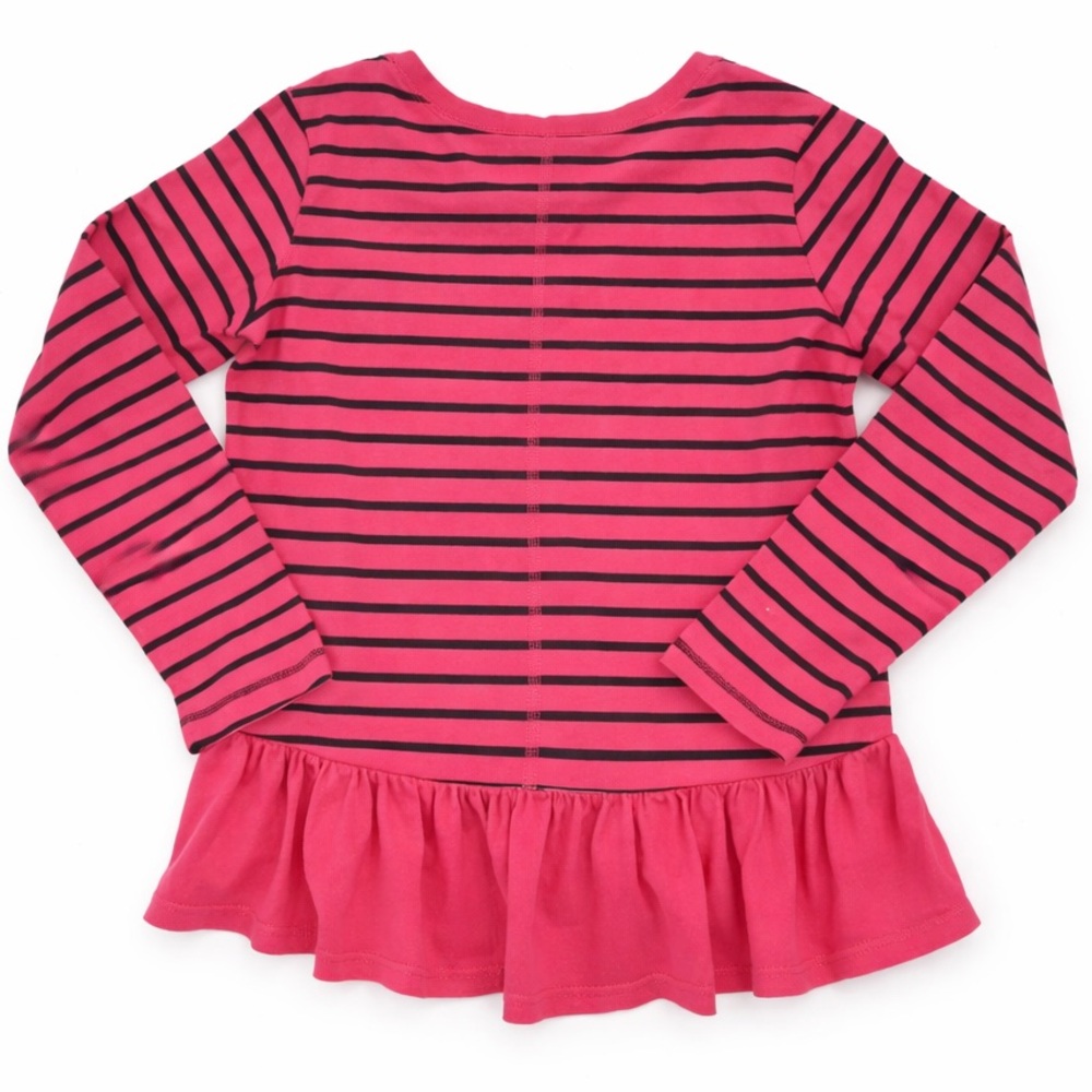 Hanna Andersson Striped Peplum Tops Bundle Size 8 Pink Gray Long Sleeve Girls - Picture 7 of 8